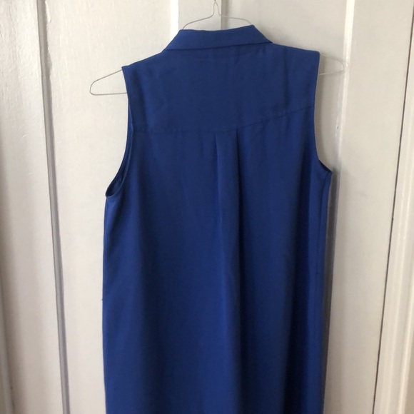 Adrienne Vittadini Royal Blue Sleeveless Button Front Shirt Knee Length Dress 8 - Picture 6 of 10